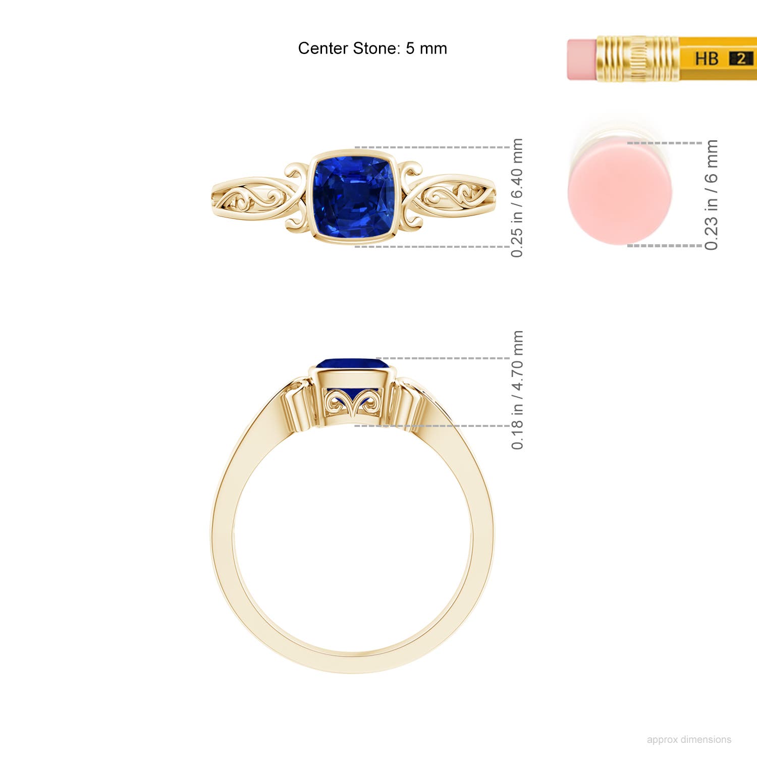 AAAA - Blue Sapphire / 0.57 CT / 14 KT Yellow Gold