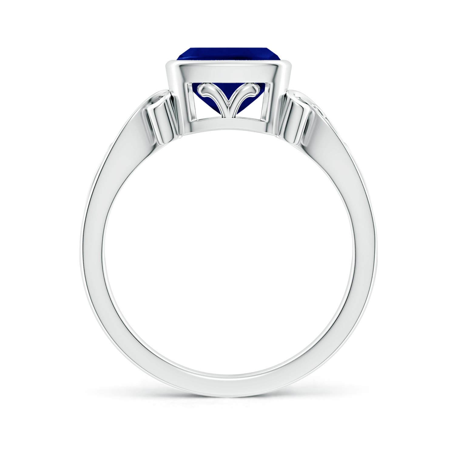 7mm AAA Vintage Style Cushion Sapphire Solitaire Ring in White Gold