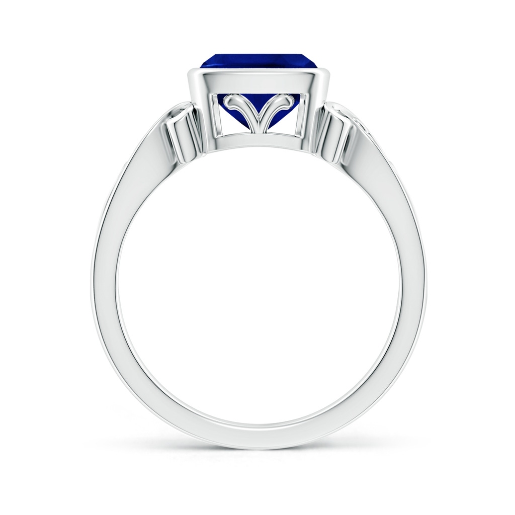 7mm Lab-Grown Vintage Style Cushion Sapphire Solitaire Ring in White Gold - side 199