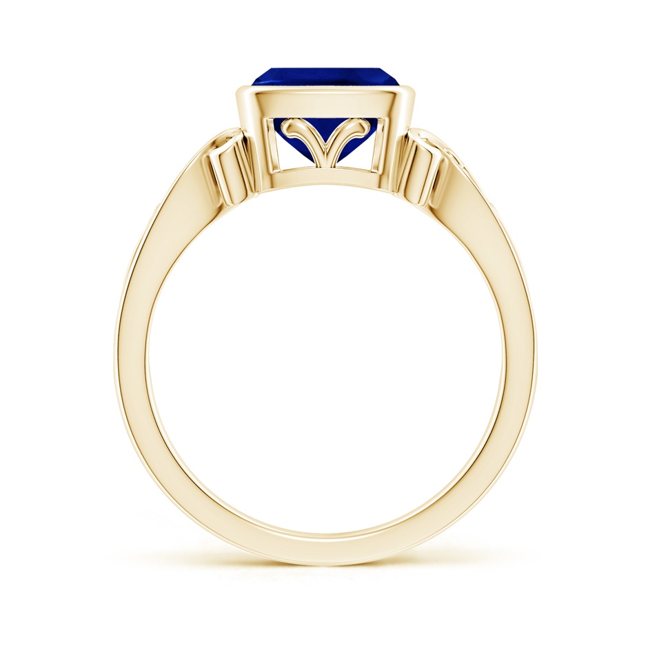 7mm AAAA Vintage Style Cushion Sapphire Solitaire Ring in Yellow Gold side 199