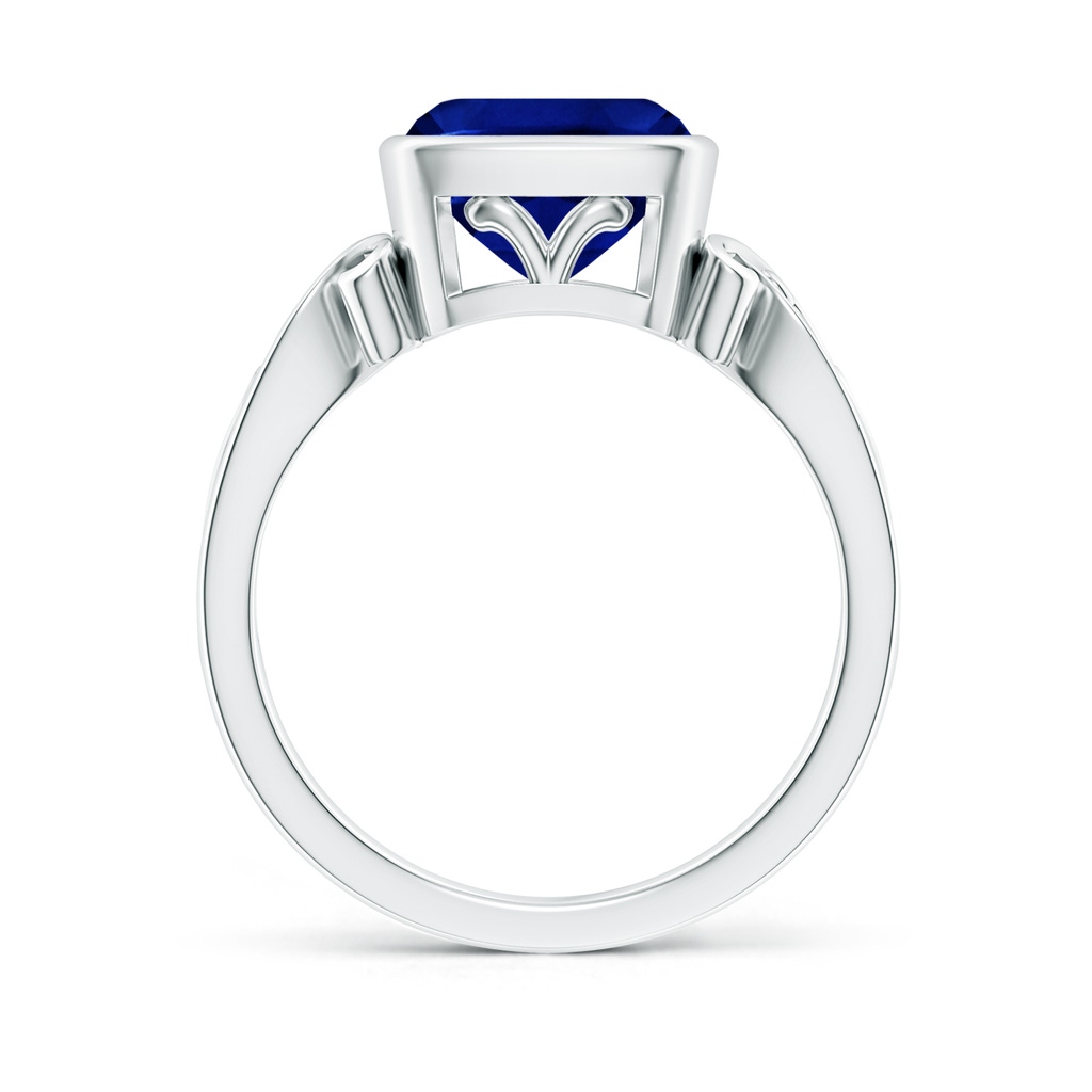 8mm Lab-Grown Vintage Style Cushion Sapphire Solitaire Ring in White Gold - side 199