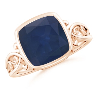 9mm A Vintage Style Cushion Sapphire Solitaire Ring in 9K Rose Gold