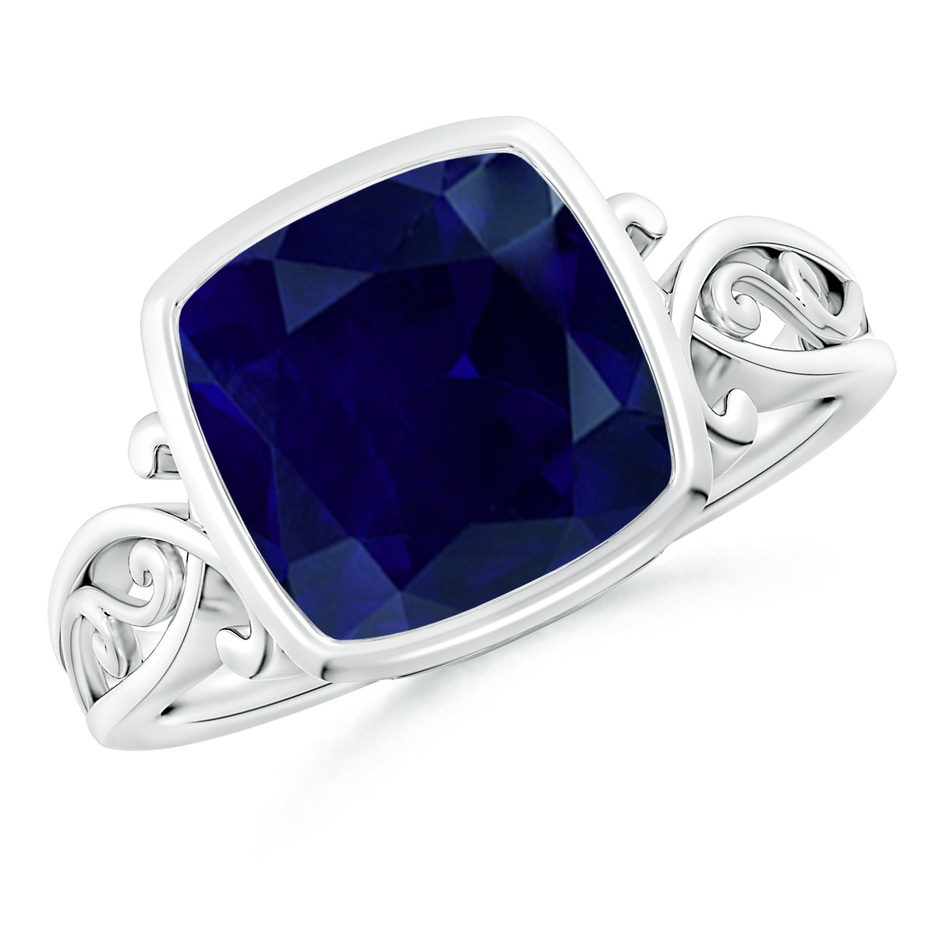 9mm AA Vintage Style Cushion Sapphire Solitaire Ring in P950 Platinum 