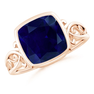 9mm AA Vintage Style Cushion Sapphire Solitaire Ring in Rose Gold
