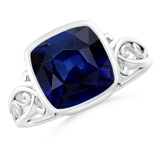 9mm AAA Vintage Style Cushion Sapphire Solitaire Ring in P950 Platinum