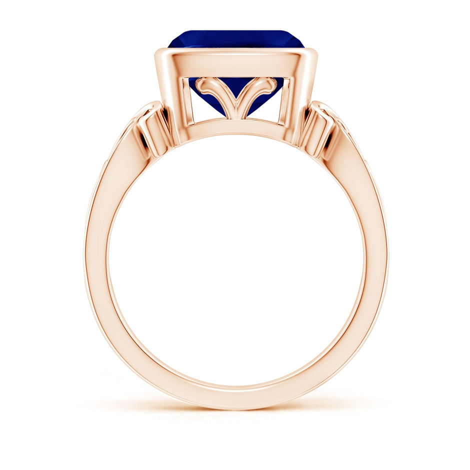 9mm AAA Vintage Style Cushion Sapphire Solitaire Ring in Rose Gold side 199