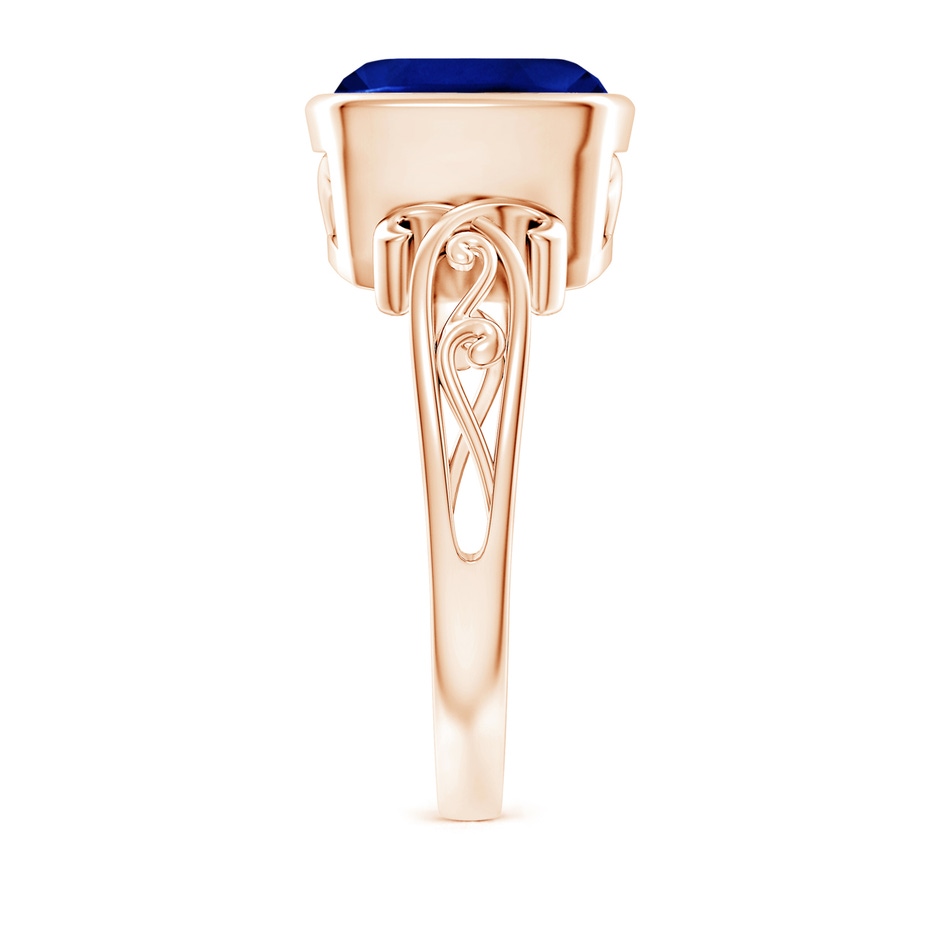 9mm AAAA Vintage Style Cushion Sapphire Solitaire Ring in Rose Gold side 299