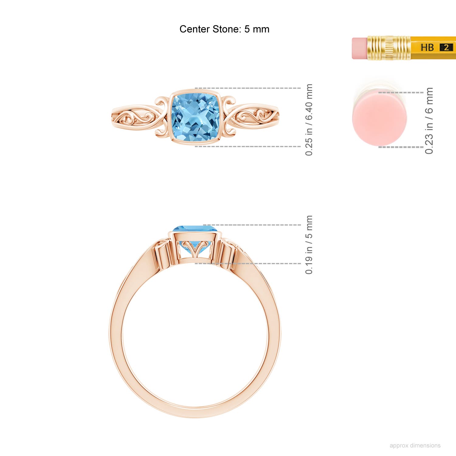 A - Swiss Blue Topaz / 0.7 CT / 14 KT Rose Gold