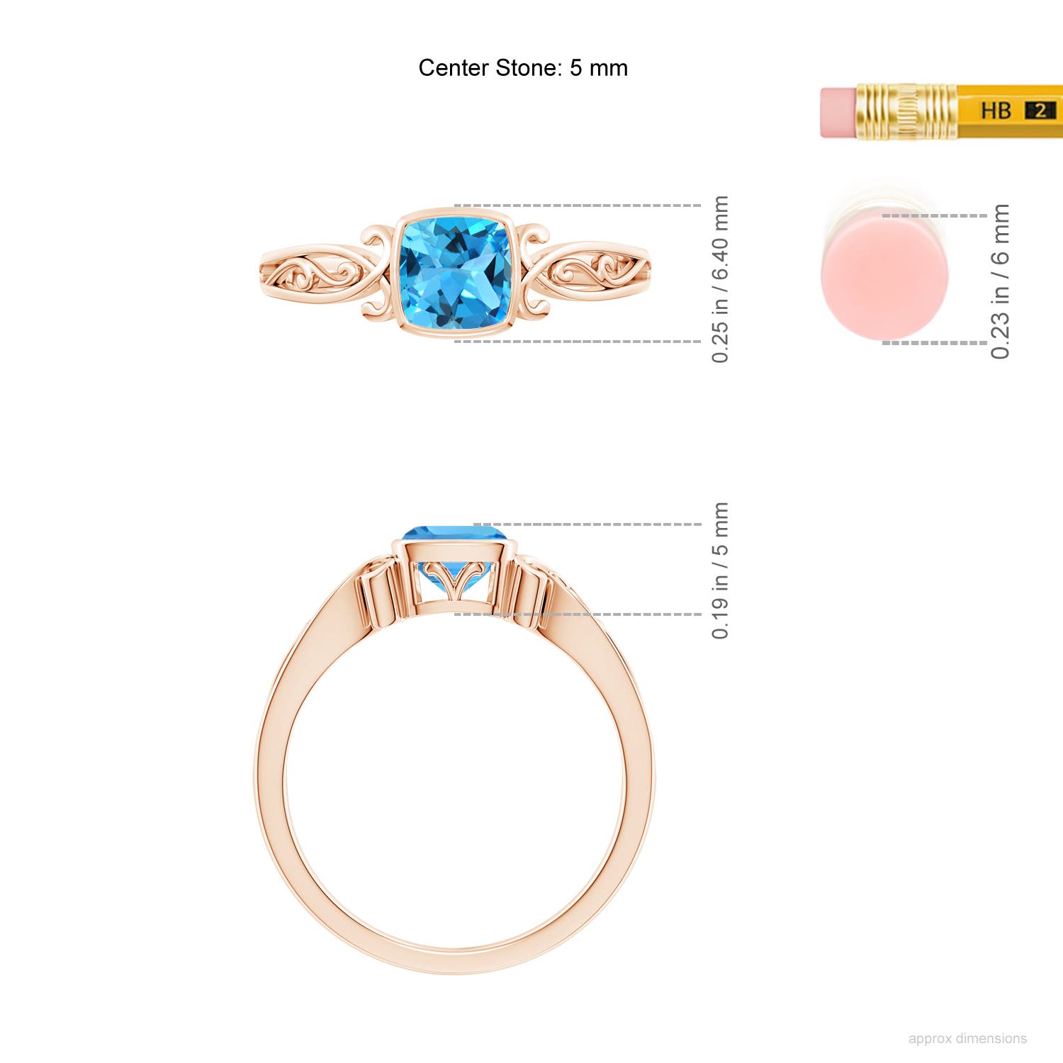 AAA - Swiss Blue Topaz / 0.7 CT / 14 KT Rose Gold