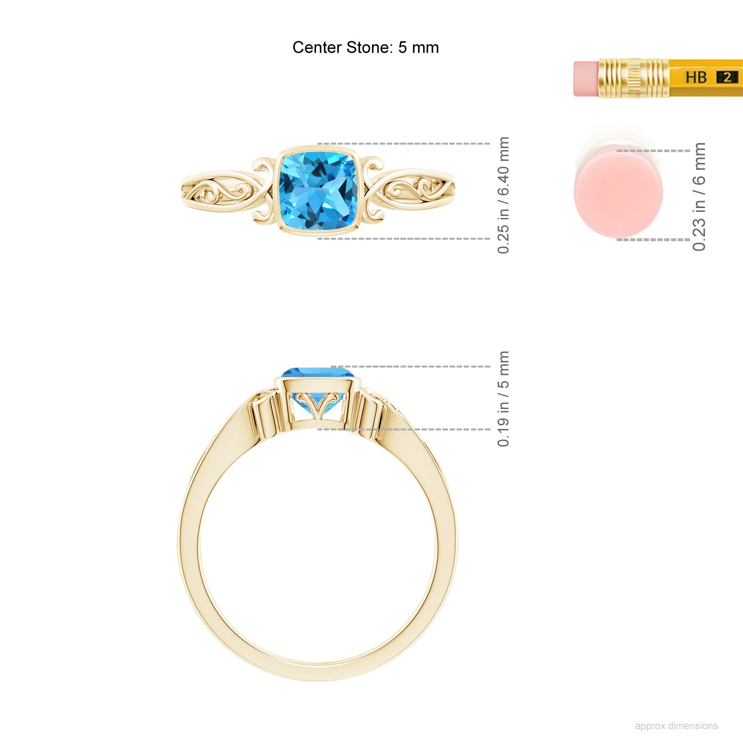 AAA - Swiss Blue Topaz / 0.7 CT / 14 KT Yellow Gold