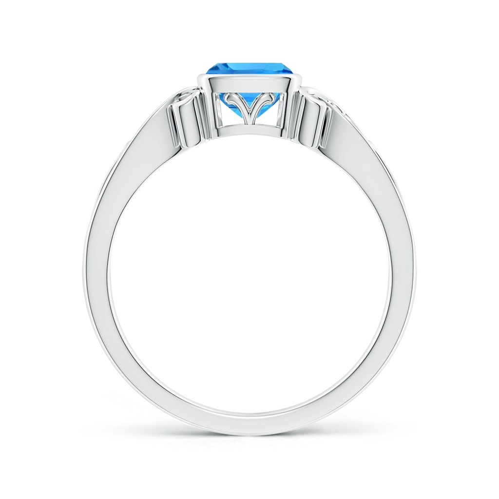 5mm AAAA Vintage Style Cushion Swiss Blue Topaz Solitaire Ring in P950 Platinum - side 199