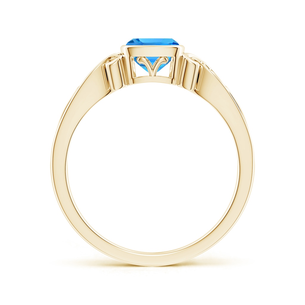 5mm AAAA Vintage Style Cushion Swiss Blue Topaz Solitaire Ring in Yellow Gold - side 199