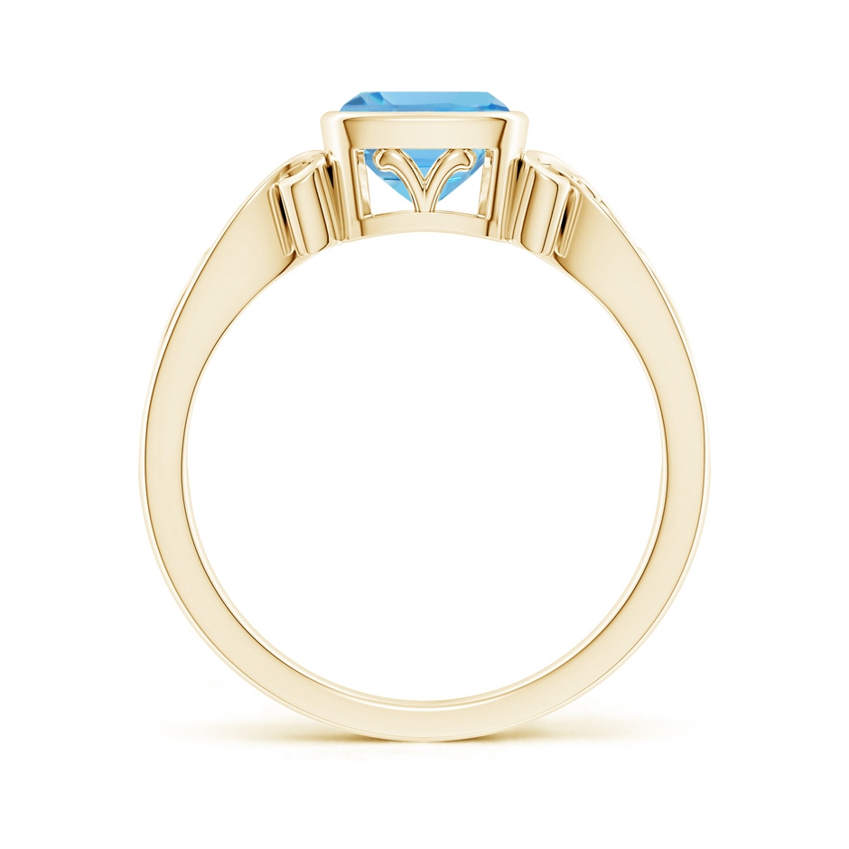 6mm A Vintage Style Cushion Swiss Blue Topaz Solitaire Ring in Yellow Gold side 199