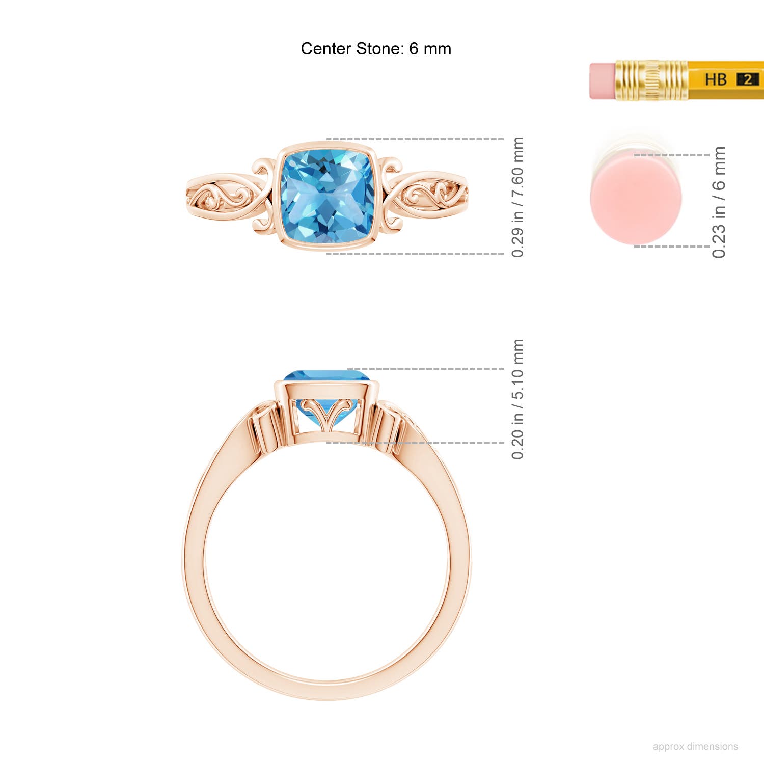 AA - Swiss Blue Topaz / 1.1 CT / 14 KT Rose Gold