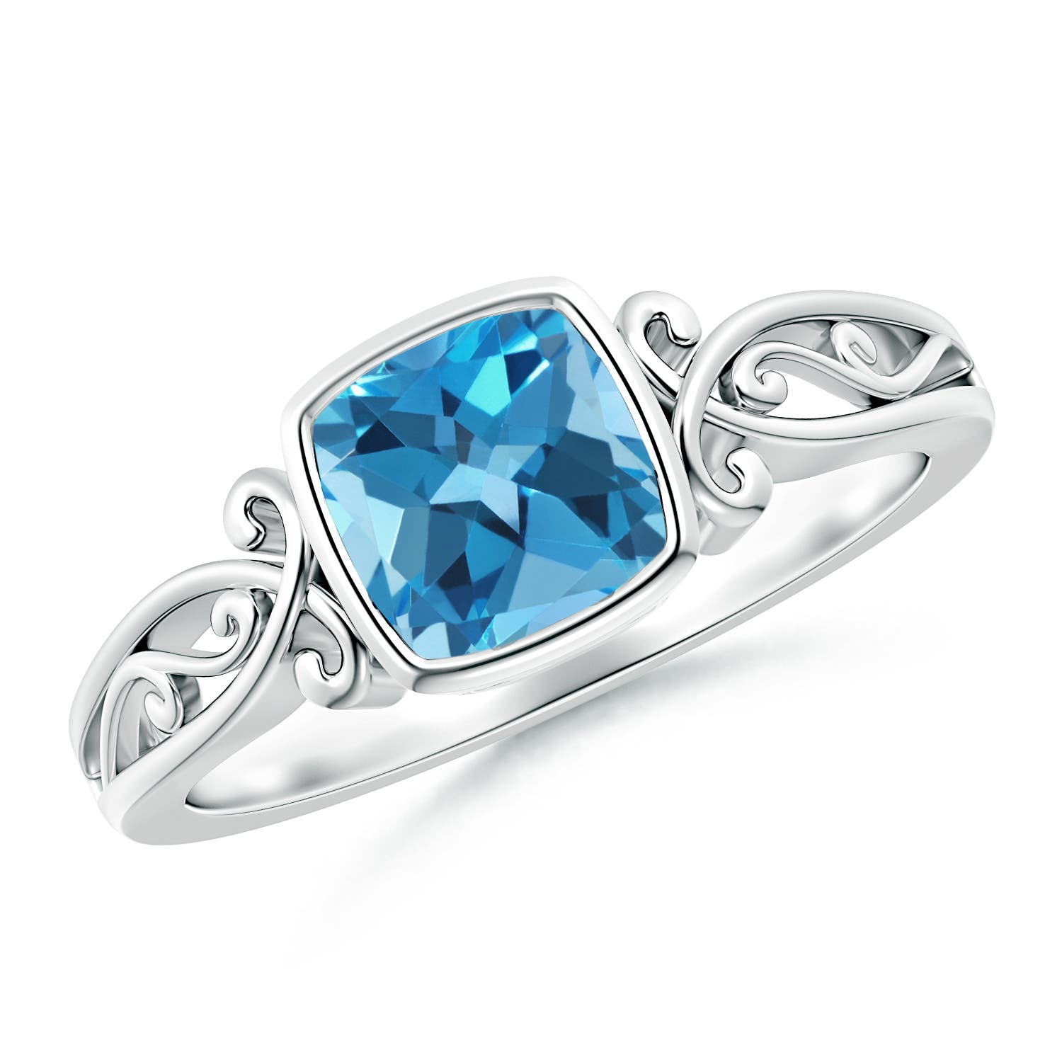 AA - Swiss Blue Topaz / 1.1 CT / 14 KT White Gold