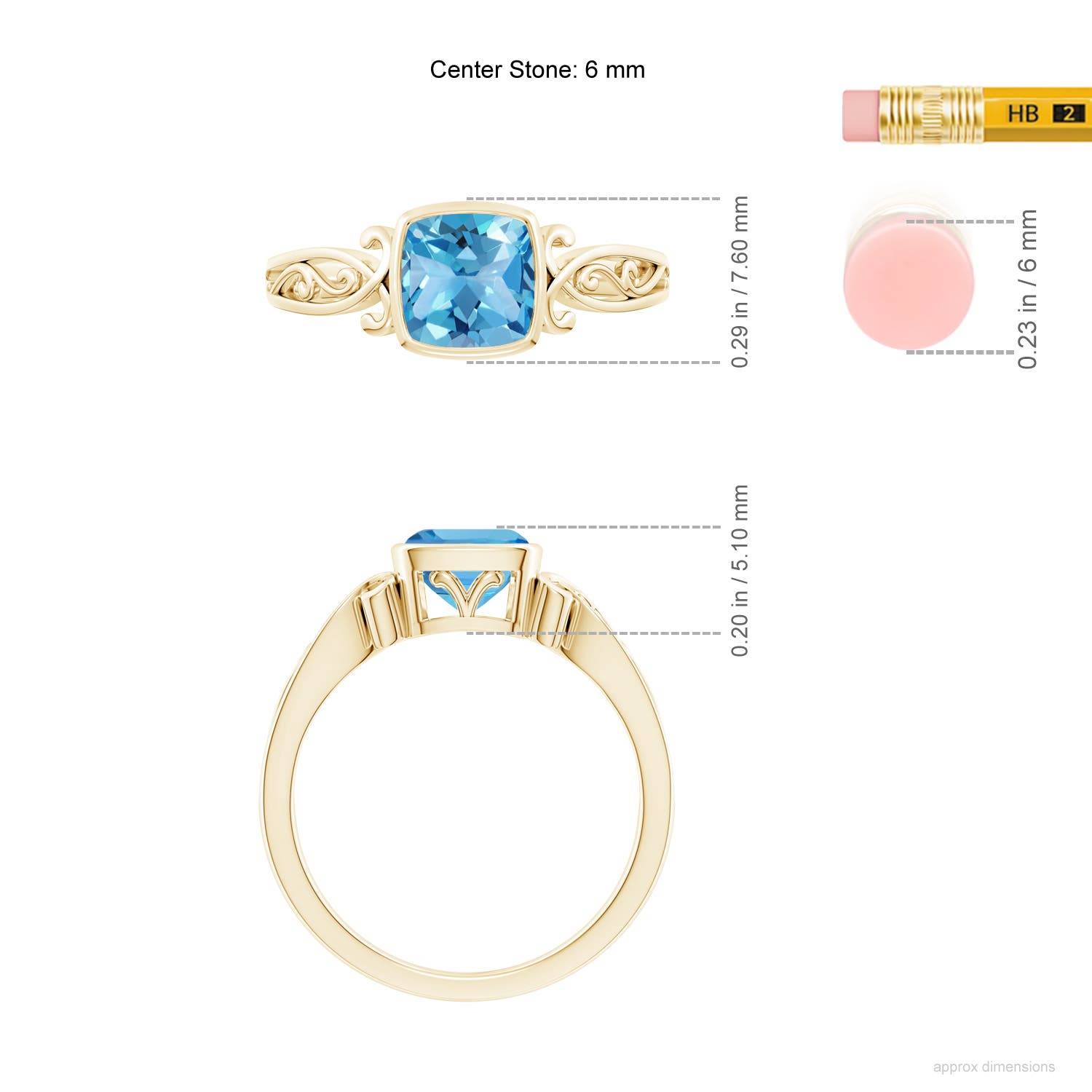 AA - Swiss Blue Topaz / 1.1 CT / 14 KT Yellow Gold