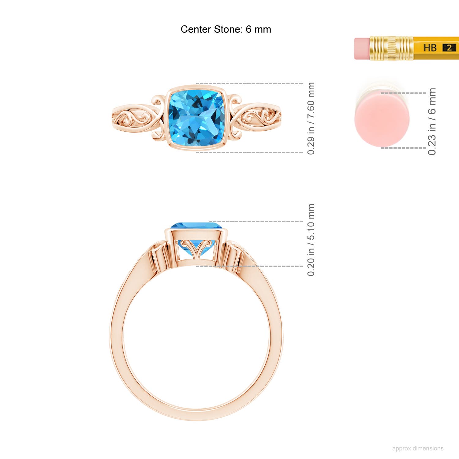 AAA - Swiss Blue Topaz / 1.1 CT / 14 KT Rose Gold