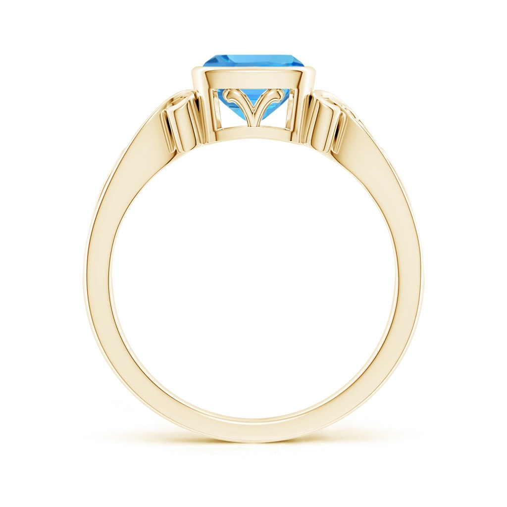 6mm AAA Vintage Style Cushion Swiss Blue Topaz Solitaire Ring in Yellow Gold Side 199