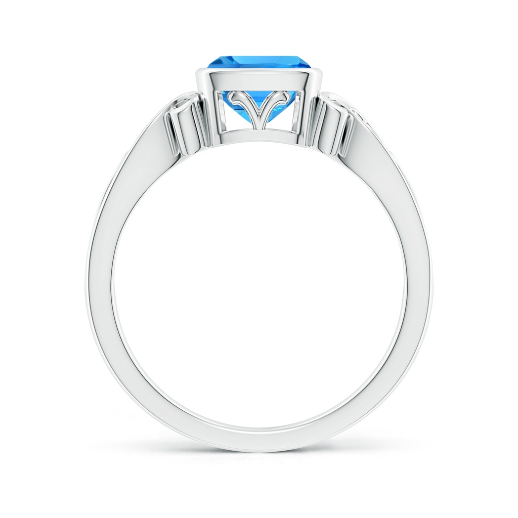 6mm AAAA Vintage Style Cushion Swiss Blue Topaz Solitaire Ring in White Gold Side 199