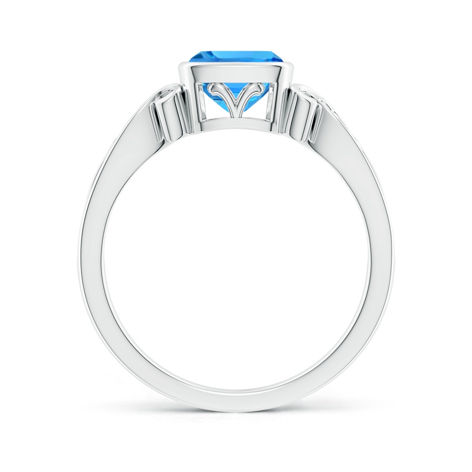 6mm AAAA Vintage Style Cushion Swiss Blue Topaz Solitaire Ring in White Gold side 199