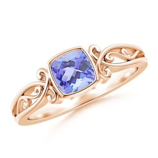5mm A Vintage Style Cushion Tanzanite Solitaire Ring in Rose Gold