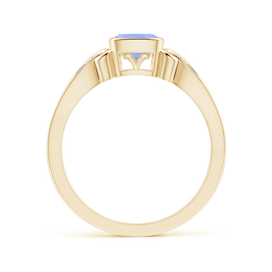 5mm A Vintage Style Cushion Tanzanite Solitaire Ring in Yellow Gold side-1