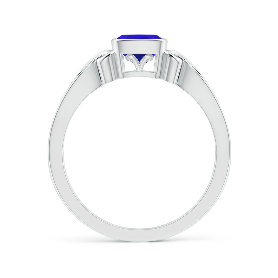 5mm AAA Vintage Style Cushion Tanzanite Solitaire Ring in White Gold side-1