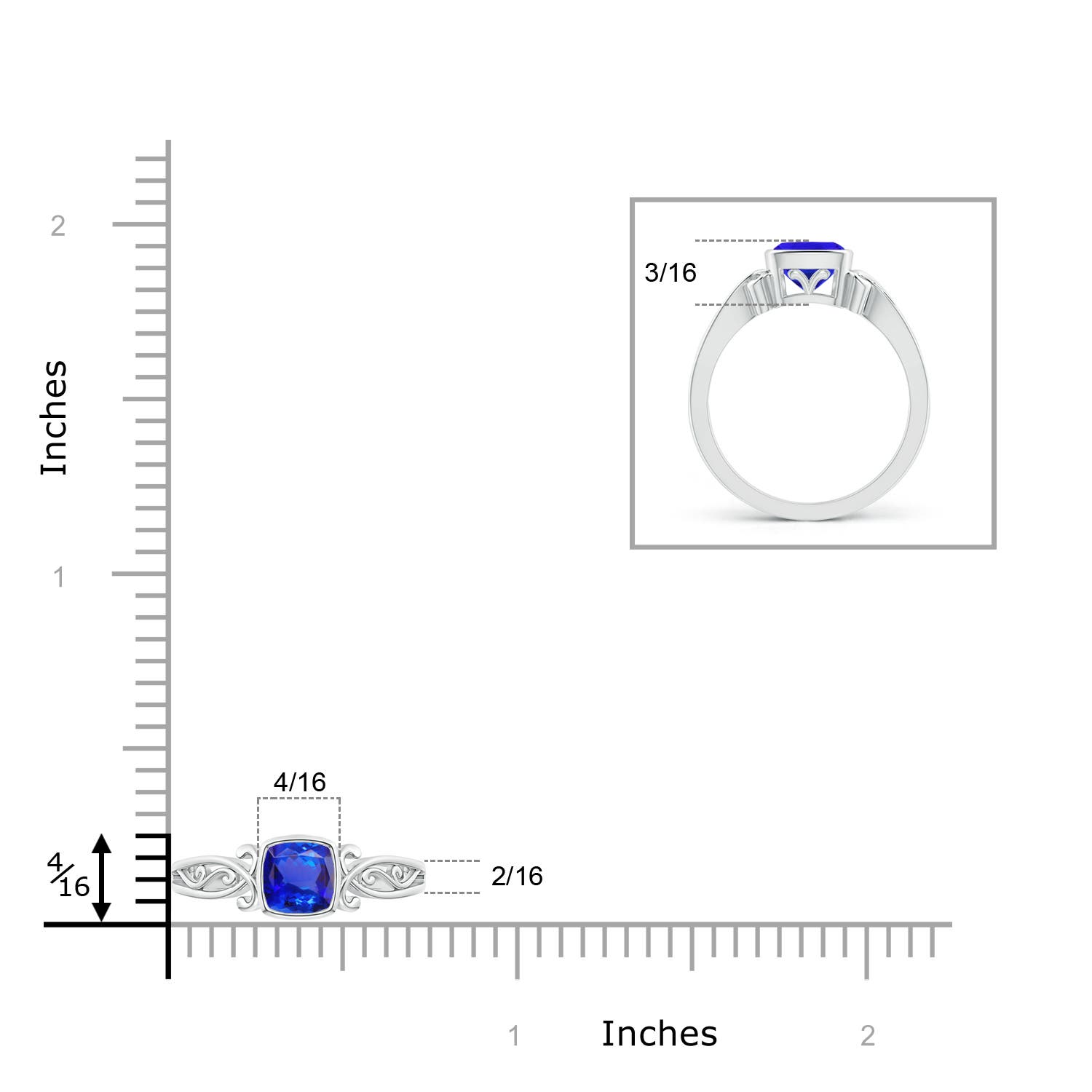 AAA - Tanzanite / 0.8 CT / 14 KT White Gold