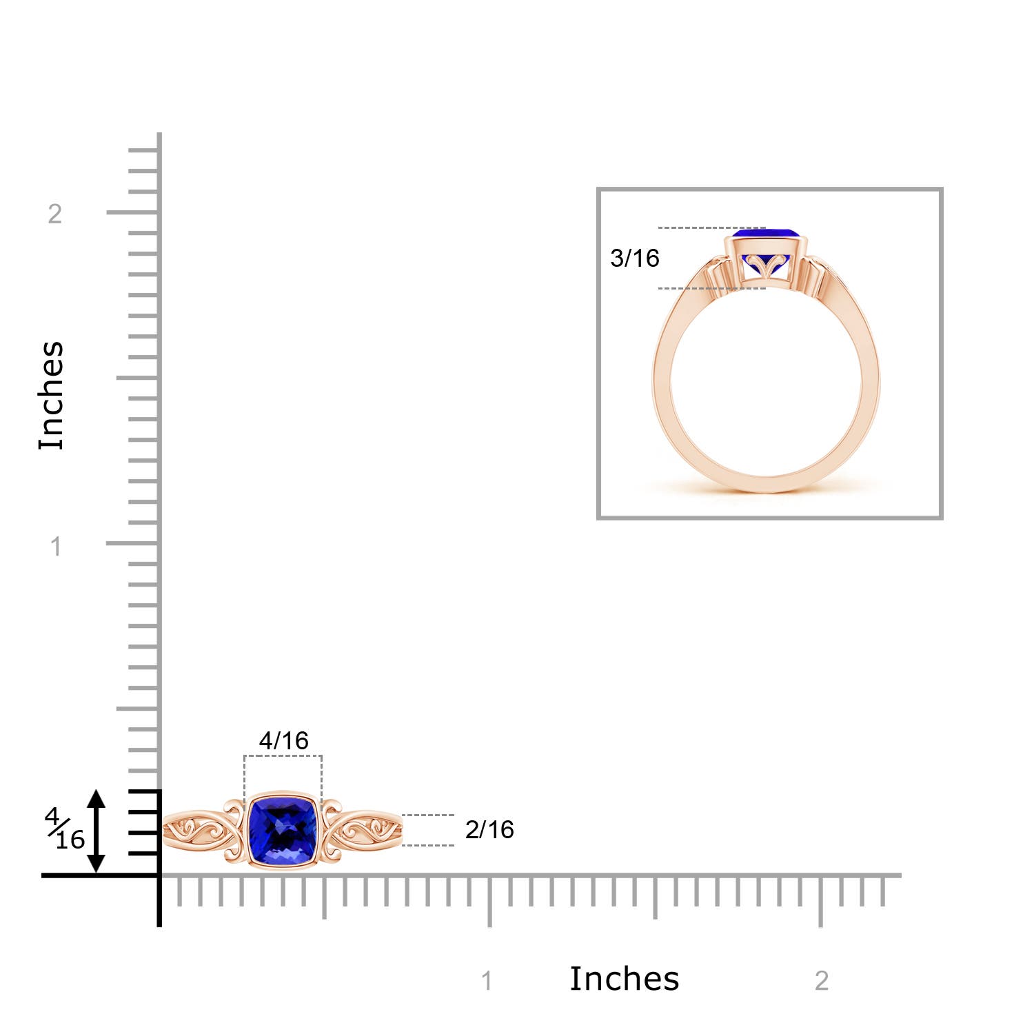 AAAA - Tanzanite / 0.8 CT / 14 KT Rose Gold