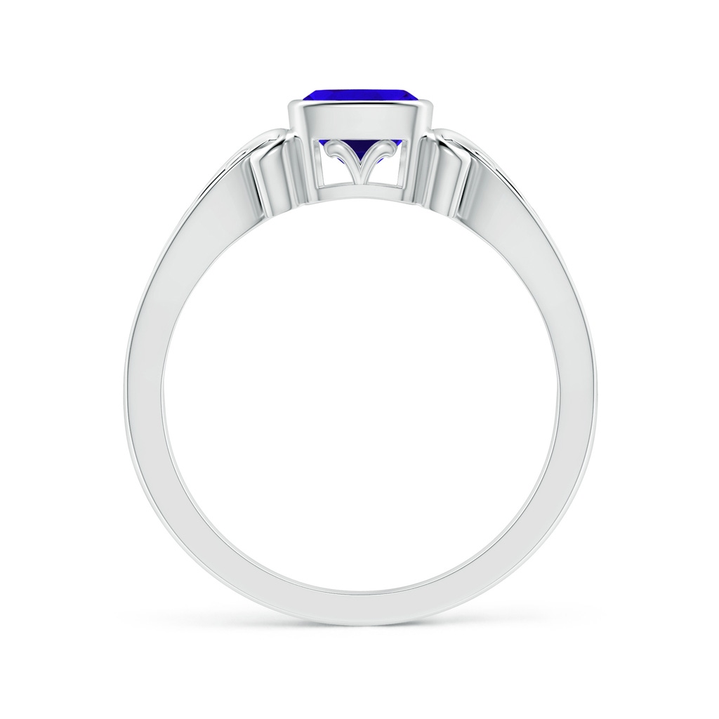 5mm AAAA Vintage Style Cushion Tanzanite Solitaire Ring in White Gold Side-1
