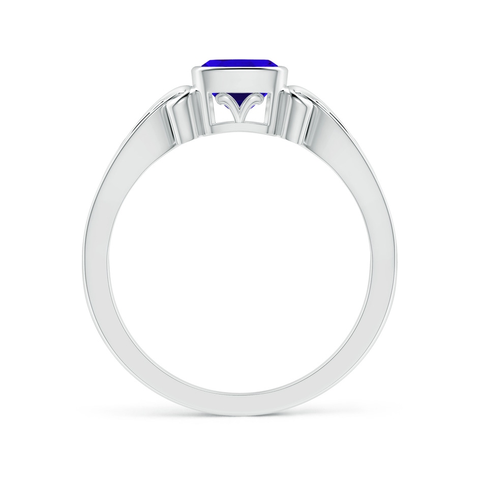 5mm AAAA Vintage Style Cushion Tanzanite Solitaire Ring in White Gold side-1