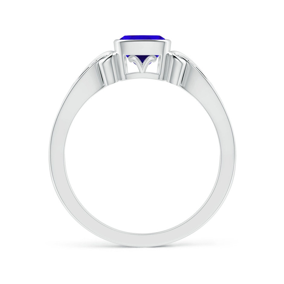 5mm AAAA Vintage Style Cushion Tanzanite Solitaire Ring in White Gold Side-1