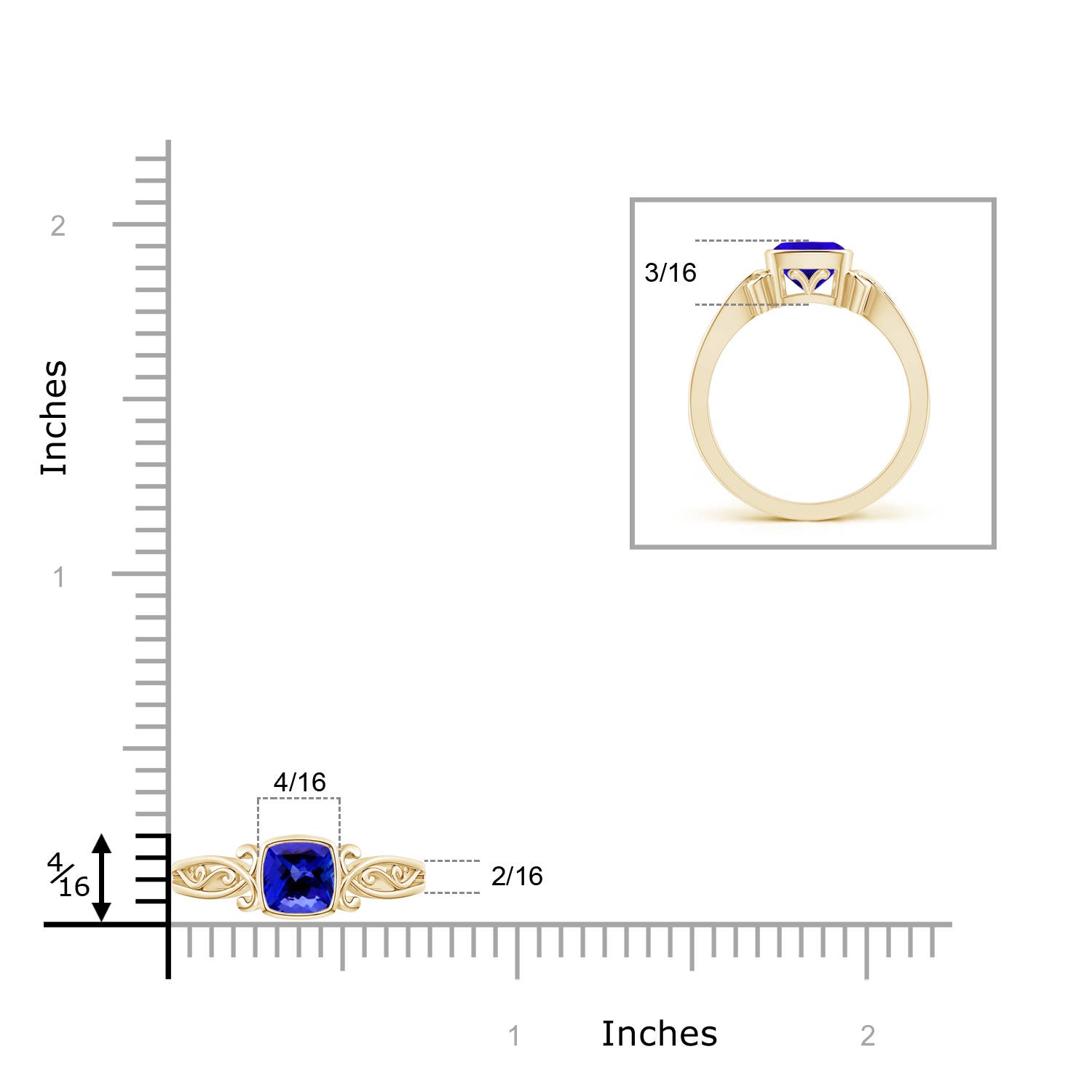 AAAA - Tanzanite / 0.8 CT / 14 KT Yellow Gold