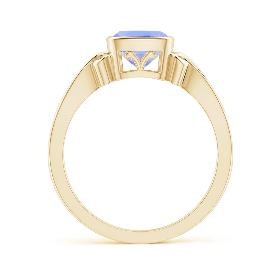 6mm A Vintage Style Cushion Tanzanite Solitaire Ring in Yellow Gold side-1
