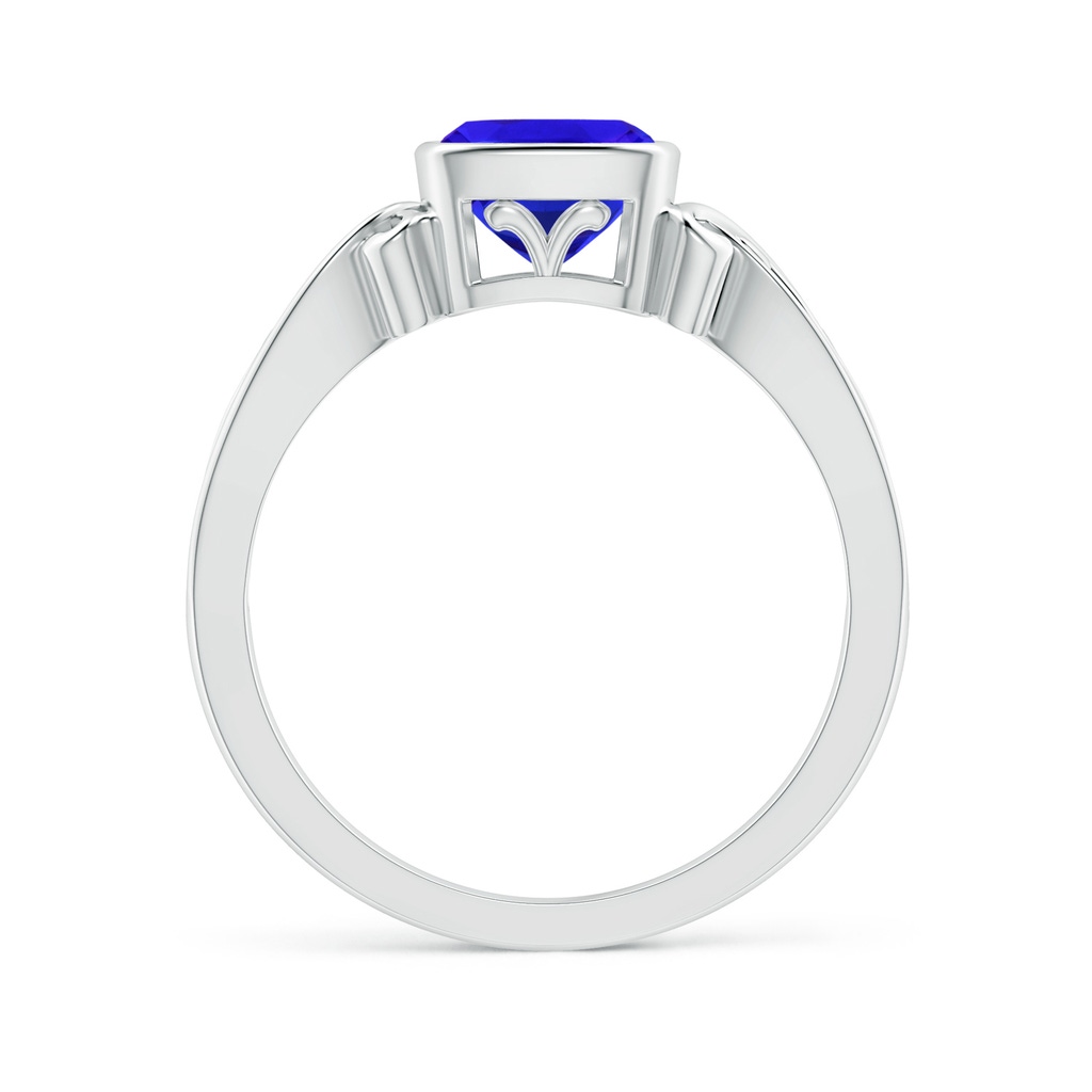 6mm AAA Vintage Style Cushion Tanzanite Solitaire Ring in White Gold Side-1