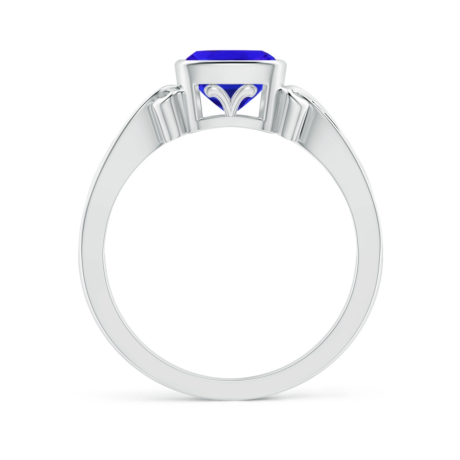 6mm AAA Vintage Style Cushion Tanzanite Solitaire Ring in White Gold side-1