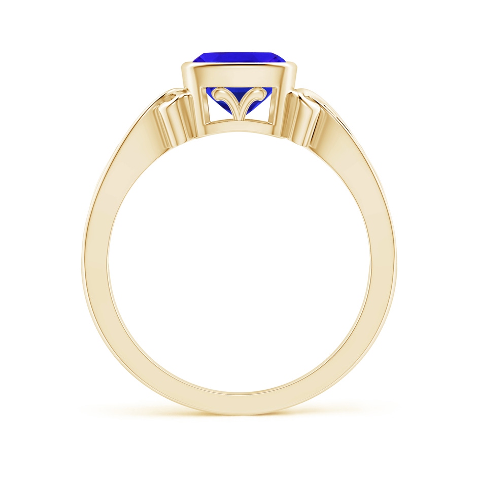 6mm AAA Vintage Style Cushion Tanzanite Solitaire Ring in Yellow Gold side-1