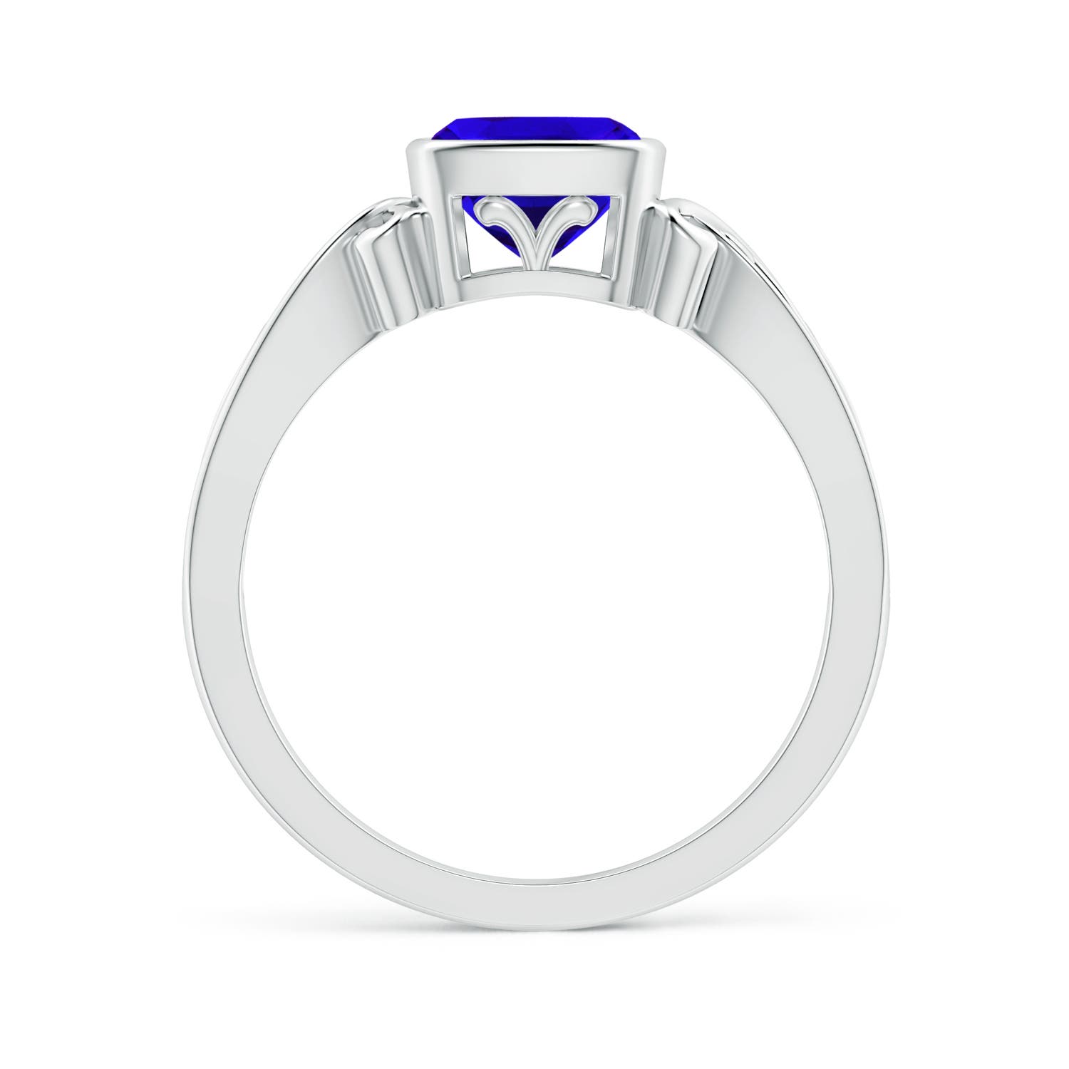 6mm AAAA Vintage Style Cushion Tanzanite Solitaire Ring in P950 Platinum