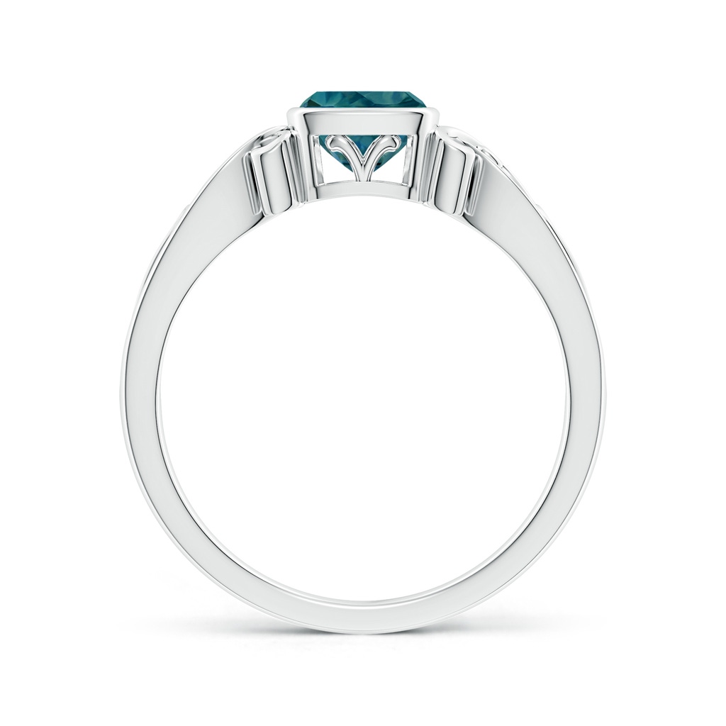 5mm AAA Vintage Style Cushion Teal Montana Sapphire Solitaire Ring in White Gold Side 199