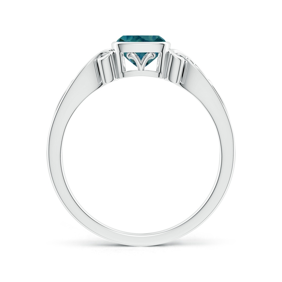 5mm AAA Vintage Style Cushion Teal Montana Sapphire Solitaire Ring in White Gold side 199