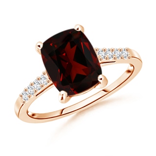 10.78x8.97x5.43mm AAAA GIA Certified Classic Rectangular Cushion Garnet Ring in 10K Rose Gold