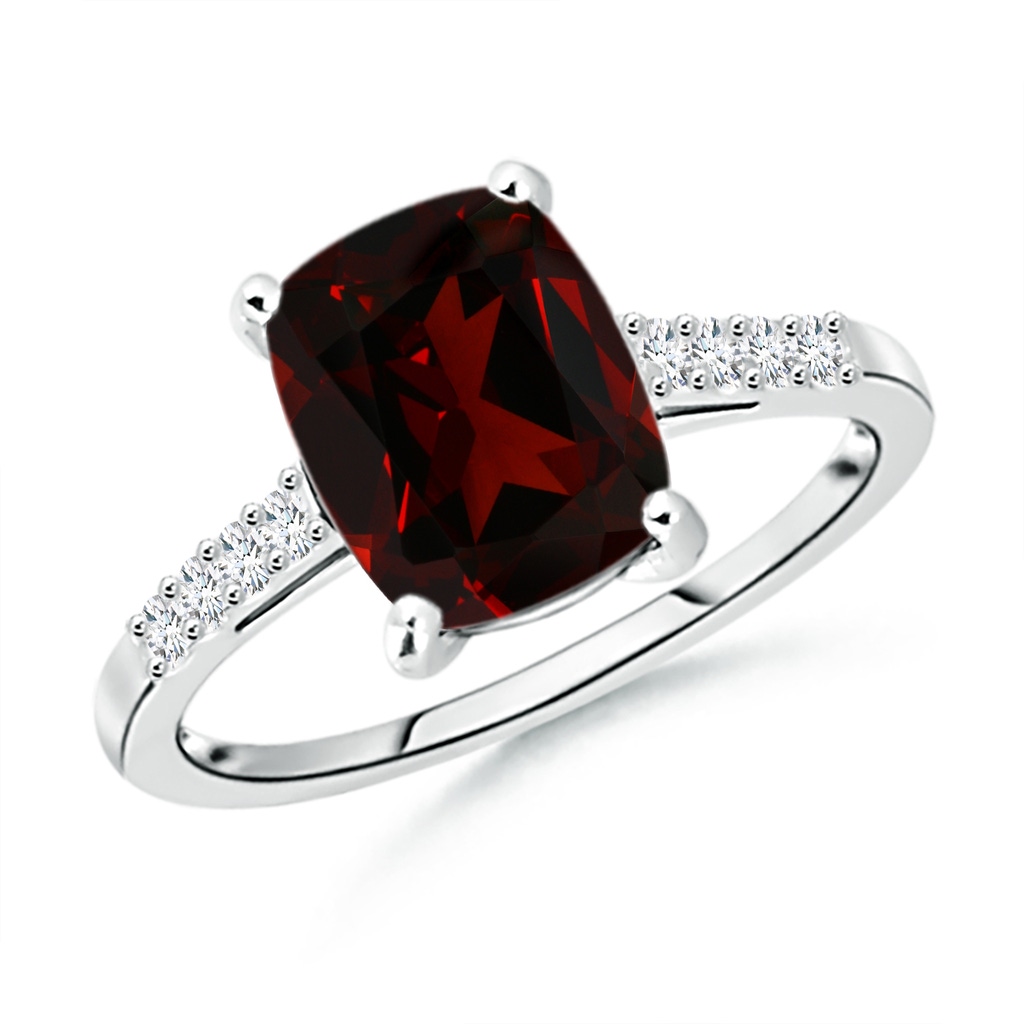 10.78x8.97x5.43mm AAAA GIA Certified Classic Rectangular Cushion Garnet Ring in White Gold