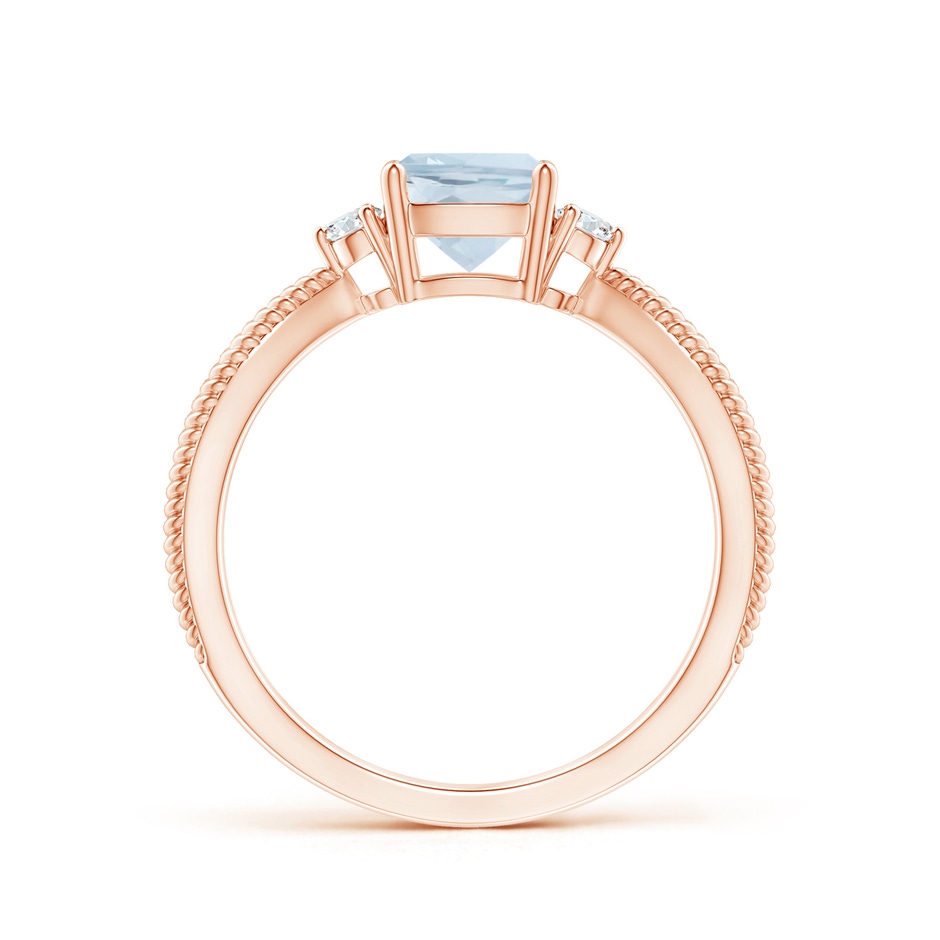 6mm A Cushion Aquamarine Split Shank Ring with Rope Detailing in 9K Rose Gold product image