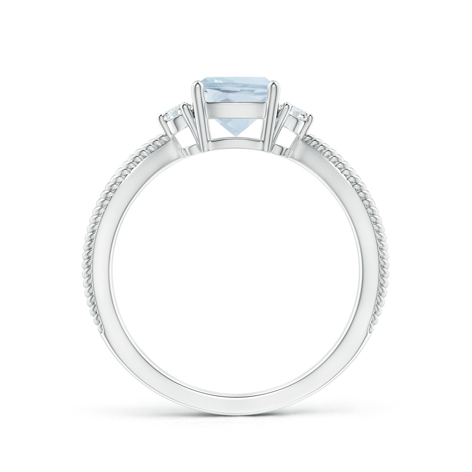 6mm A Cushion Aquamarine Split Shank Ring with Rope Detailing in White Gold product image