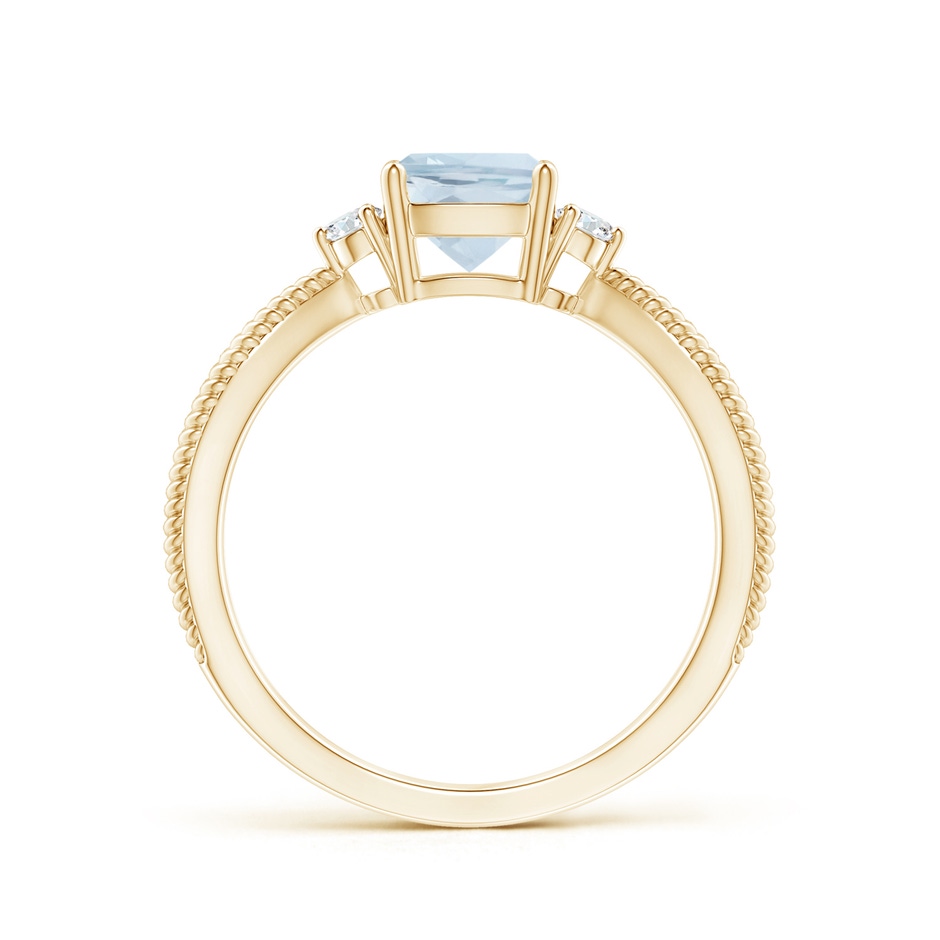 6mm A Cushion Aquamarine Split Shank Ring with Rope Detailing in Yellow Gold product image