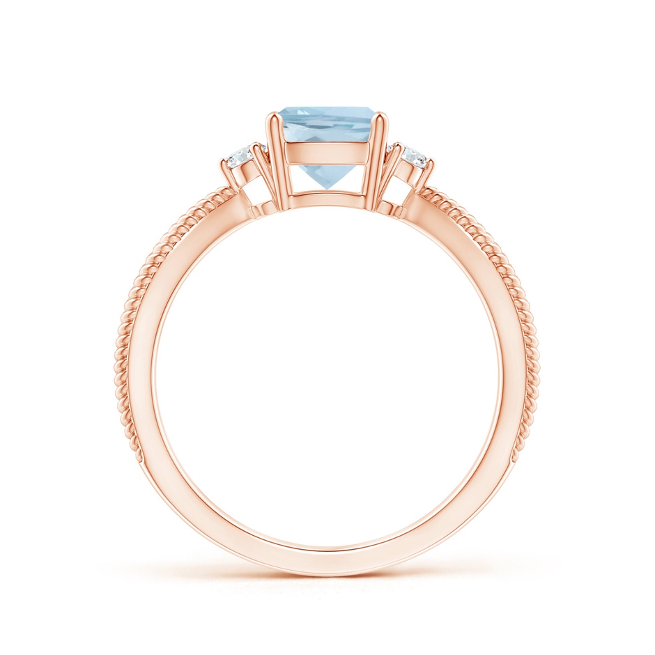 6mm AA Cushion Aquamarine Split Shank Ring with Rope Detailing in Rose Gold product image