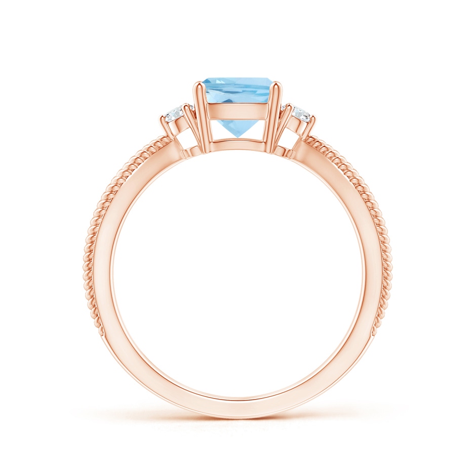 6mm AAA Cushion Aquamarine Split Shank Ring with Rope Detailing in Rose Gold product image