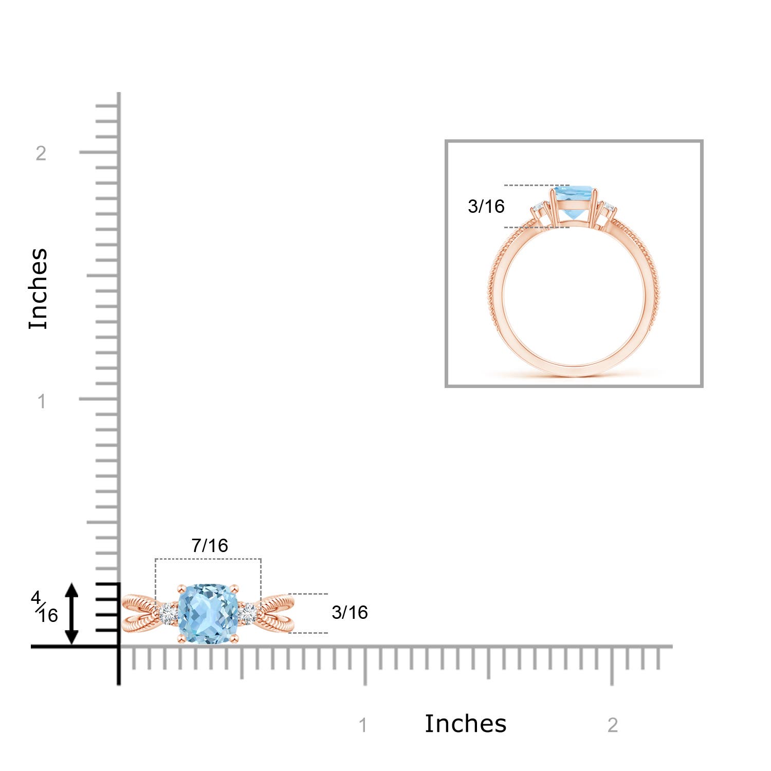 AAA - Aquamarine / 0.97 CT / 14 KT Rose Gold