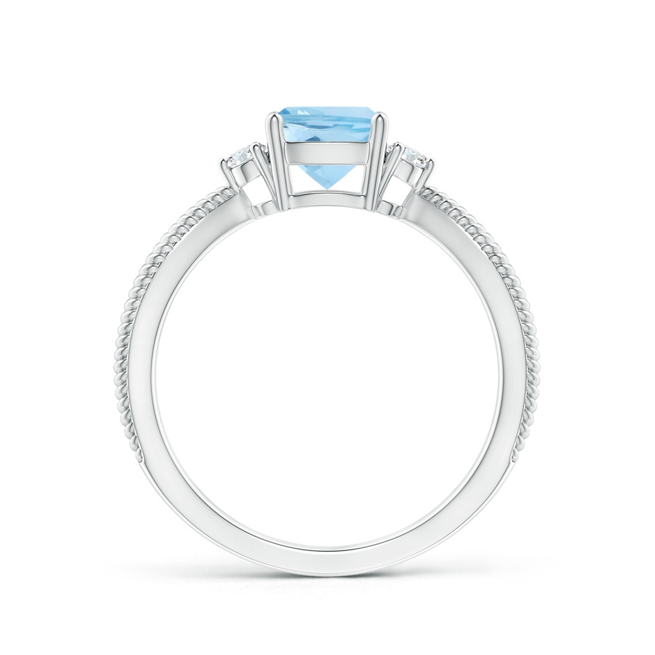 6mm AAA Cushion Aquamarine Split Shank Ring with Rope Detailing in White Gold product image