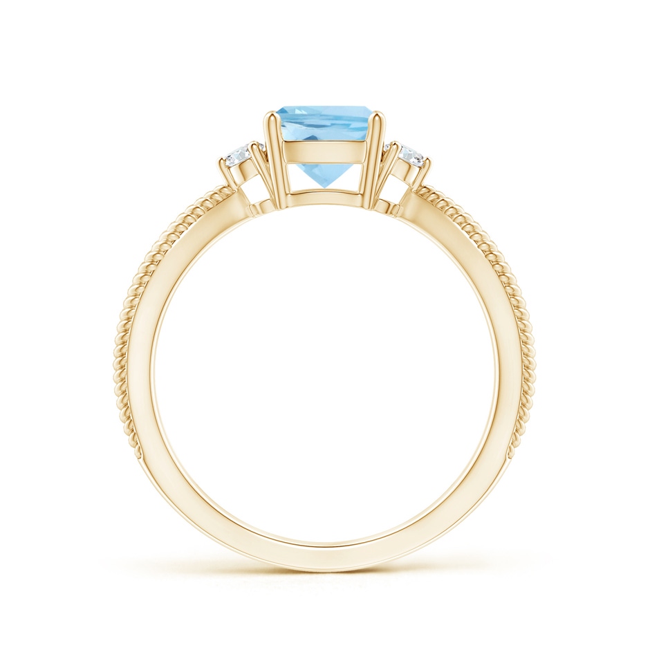 6mm AAA Cushion Aquamarine Split Shank Ring with Rope Detailing in Yellow Gold product image
